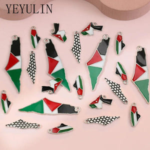 16PCS Mixed Style Map Enamel Charms Pendant DIY Jewelry Accessories