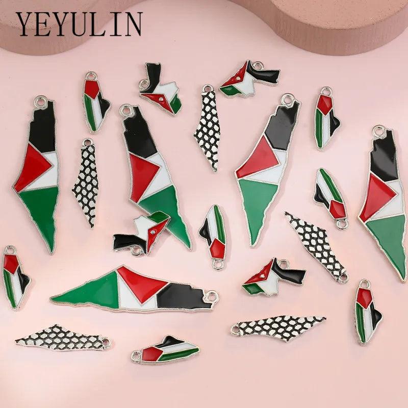 16PCS Mixed Style Map Enamel Charms Pendant DIY Jewelry Accessories