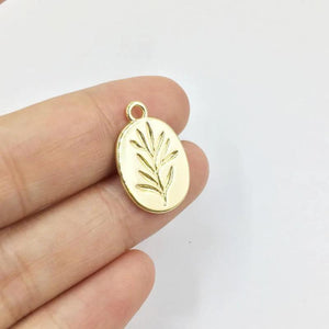 20pcs 12*18mm Oval Grass Print Zinc Alloy Charms Pendant DIY Necklace