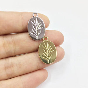 20pcs 12*18mm Oval Grass Print Zinc Alloy Charms Pendant DIY Necklace