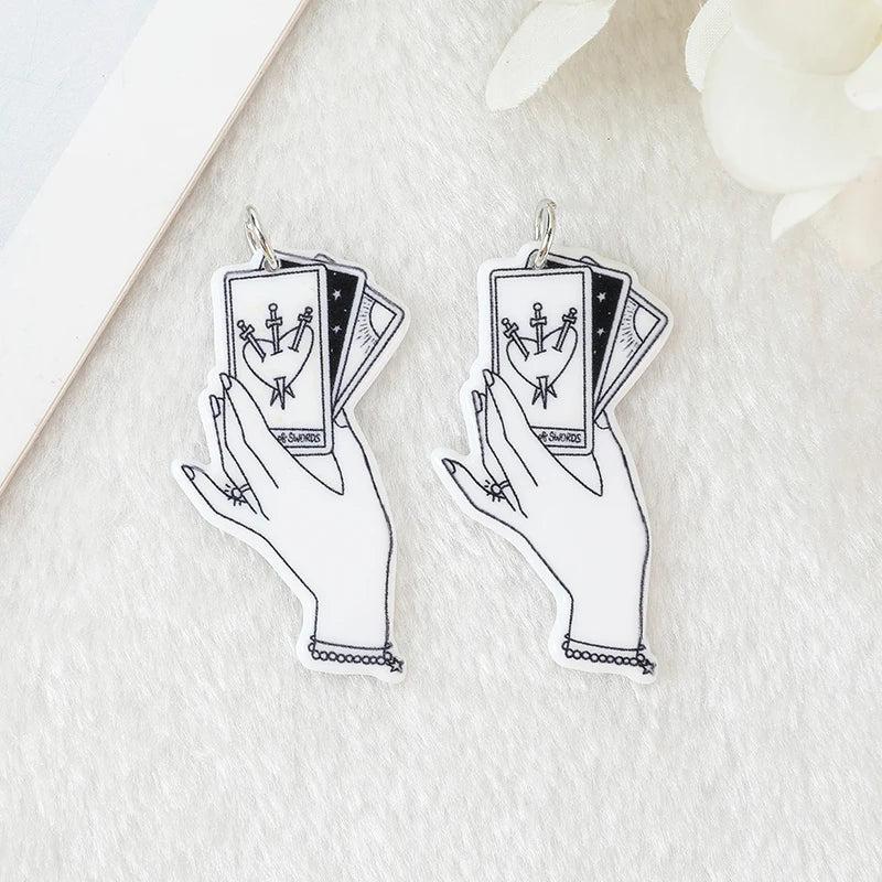 10 Pcs Tarot Cards Divination Charms Acrylic Punk Gothic Jewelry Findings