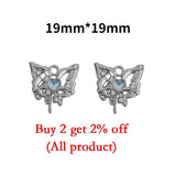 10Pcs Alloy Butterfly Hearts Zircon Charms Jewelry Making