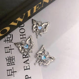 10Pcs Alloy Butterfly Hearts Zircon Charms Jewelry Making