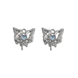 10Pcs Alloy Butterfly Hearts Zircon Charms Jewelry Making