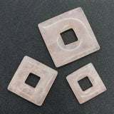 Pink Crystal Quartz Square Cutout Pendant for DIY Jewelry Making