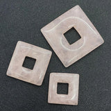 Pink Crystal Quartz Square Cutout Pendant for DIY Jewelry Making