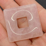 Pink Crystal Quartz Square Cutout Pendant for DIY Jewelry Making