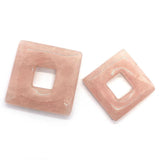 Pink Crystal Quartz Square Cutout Pendant for DIY Jewelry Making