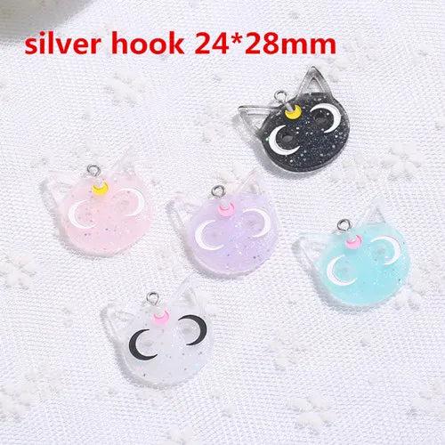 20Pcs Cat Charms Necklace Pendant Keychain DIY Jewelry Findings