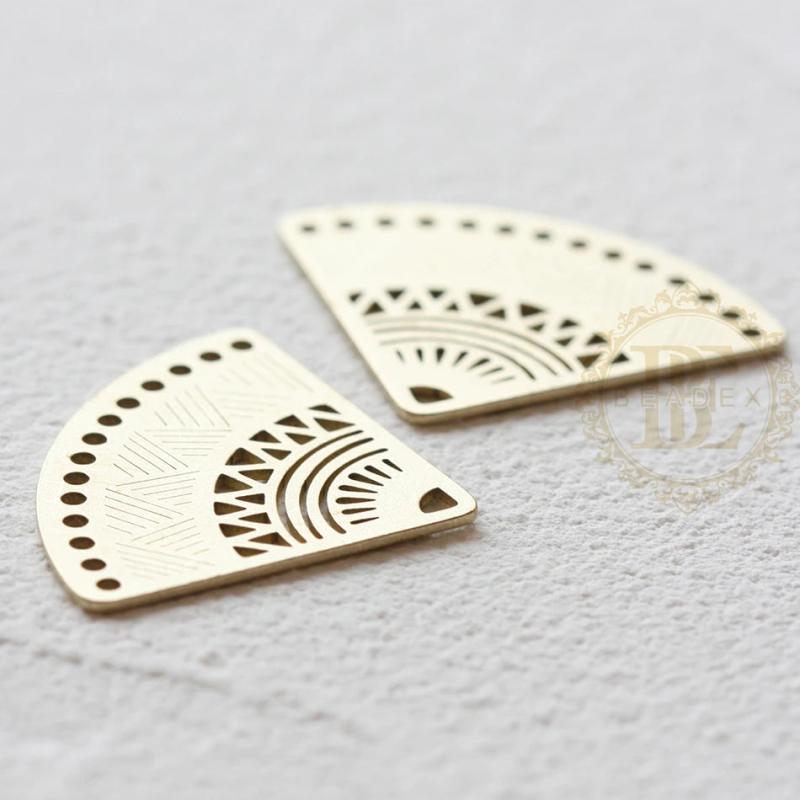 Solid Brass Fan Charm 32x25mm