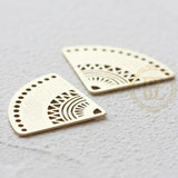 Solid Brass Fan Charm 32x25mm