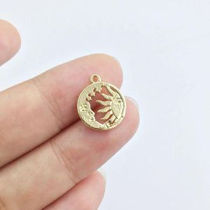 20pcs 12mm Sun with Moon Zinc Alloy Jewelry DIY 2 Colors