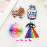 8Pcs Rainbow Eyes Charms Roller Skating Eyeball Pendant Diy Making