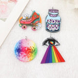 8Pcs Rainbow Eyes Charms Roller Skating Eyeball Pendant Diy Making