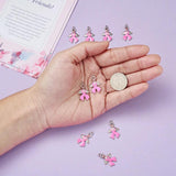 10pcs Pearl Pink Enamel Breast Cancer Ribbon Charms with Angel Wing Pendants
