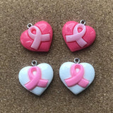 20Pcs/Lot 23mm*20mm Resin Fatback Heart Breast Cancer Ribbon Hope Accessor