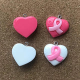20Pcs/Lot 23mm*20mm Resin Fatback Heart Breast Cancer Ribbon Hope Accessor