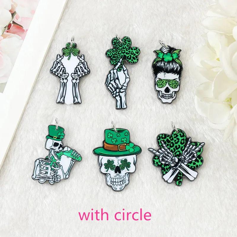12Pcs Halloween Skeleton Charms Acrylic Goth Skull Jewelry Findings