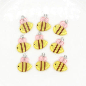 20pcs Cartoon Small Bee Acrylic Charm Earring Bracelet Pendant DIY Jewelry D32-3