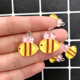 20pcs Cartoon Small Bee Acrylic Charm Earring Bracelet Pendant DIY Jewelry D32-3