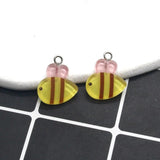 20pcs Cartoon Small Bee Acrylic Charm Earring Bracelet Pendant DIY Jewelry D32-3