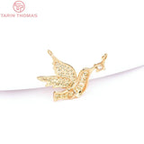 4PCS 11x13.5MM 24K Plated Bird Zircon Charms for DIY Jewelry Making