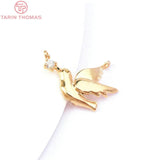 4PCS 11x13.5MM 24K Plated Bird Zircon Charms for DIY Jewelry Making