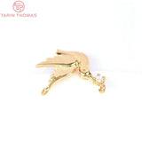 4PCS 11x13.5MM 24K Plated Bird Zircon Charms for DIY Jewelry Making
