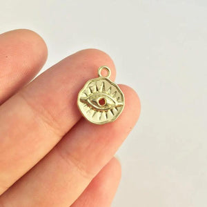 20pcs 12mm Eye Coin Zinc Alloy Charms Pendant for DIY Jewelry