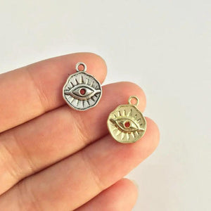 20pcs 12mm Eye Coin Zinc Alloy Charms Pendant for DIY Jewelry