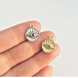 20pcs 12mm Eye Coin Zinc Alloy Charms Pendant for DIY Jewelry
