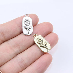 20pcs 10*18mm Flower Daisy Zinc Alloy DIY Charms Pendant