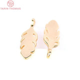 6PCS 5x15MM 24K Champagne Feather Charms Pendants DIY Jewelry Making
