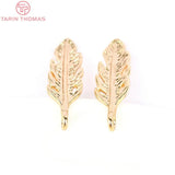 6PCS 5x15MM 24K Champagne Feather Charms Pendants DIY Jewelry Making