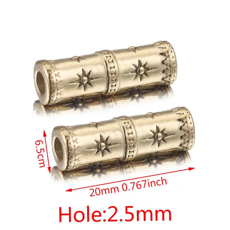 2pcs Stainless Steel Plated Bamboo Spacer Beads for Jewelry Making