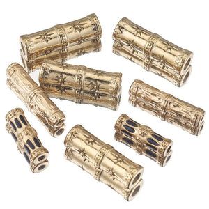 2pcs Stainless Steel Plated Bamboo Spacer Beads for Jewelry Making