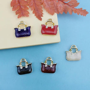 10pcs Multicolor Enamels Handbag Charms Alloy Pendant DIY Craft