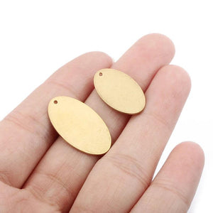 20pcs Raw Brass Oval Pendant Charms for DIY Bracelet Jewelry Making
