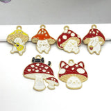 10pcs Cat Mushroom Alloy Charms Cartoon Pendants DIY Jewelry Make
