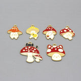 10pcs Cat Mushroom Alloy Charms Cartoon Pendants DIY Jewelry Make