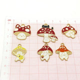 10pcs Cat Mushroom Alloy Charms Cartoon Pendants DIY Jewelry Make