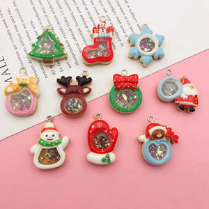 10pcs Christmas Santa Pendant for DIY Jewelry Making