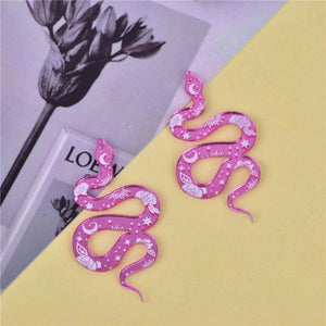 10pcs Pink Moon Flower Snake Acrylic Charms DIY Jewelry