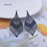 6pcs Brass Round Leaves Charms Big Drop Earring DIY Making Pendant