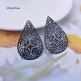 6pcs Brass Round Leaves Charms Big Drop Earring DIY Making Pendant
