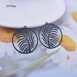 6pcs Brass Round Leaves Charms Big Drop Earring DIY Making Pendant