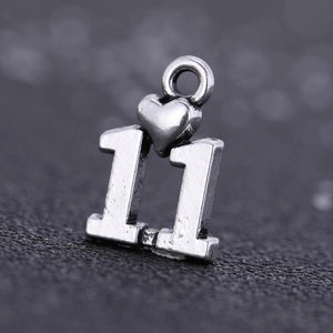 Heart Number Charm Silver Pendant for Jewelry Making Necklace Date Memorial