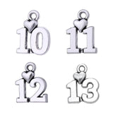 Heart Number Charm Silver Pendant for Jewelry Making Necklace Date Memorial