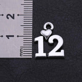 Heart Number Charm Silver Pendant for Jewelry Making Necklace Date Memorial