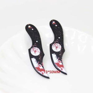 10Pcs/Lot Bloody Scissors Dagger Resin Halloween Charms Pendant